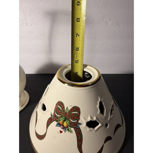 Lenox Holiday Tartan Table Candle Tea Light Lamp Shade Holly Christmas Plaid - Picture 7 of 9